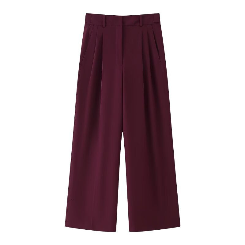 Women High-Waisted Palazzo Pants with Pleats and Wide Leg Fashion Glam