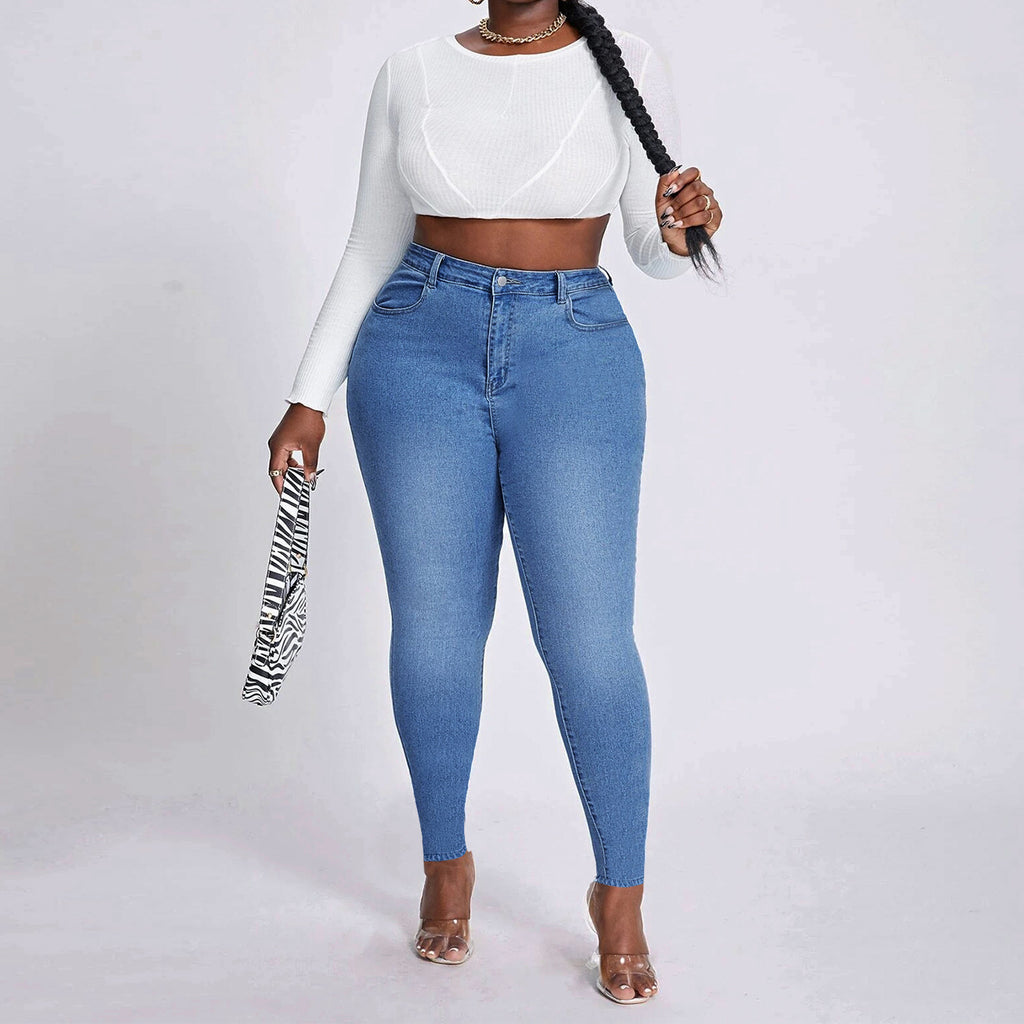 Women's High-Waist Skinny Jeans flattering with stretch and high waist Fashion Glam