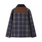 Women’s Oversize Checkered Field Jacket with Waxed Look and Snap Button Placket Fashion Glam