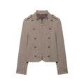 Women's short blazer in military style with stand-up collar and decorative buttons Fashion Glam