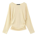 Women's long-sleeve shirt with side gathering and dropped shoulders Fashion Glam