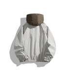 Unisex Oversize Half-zip Hoodie with Contrast Hood, Zipper Pockets and Elastic Hem Fashion Glam