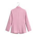 Women's Two-Piece Longline Blazer and High-Waist Pants Set with Fitted Vest Fashion Glam