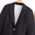 Women's Tailored Single-button Blazer with Shawl Collar and Flap Pockets Fashion Glam