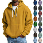 Men's waffle texture hoodie with half zipper and kangaroo pocket Fashion Glam