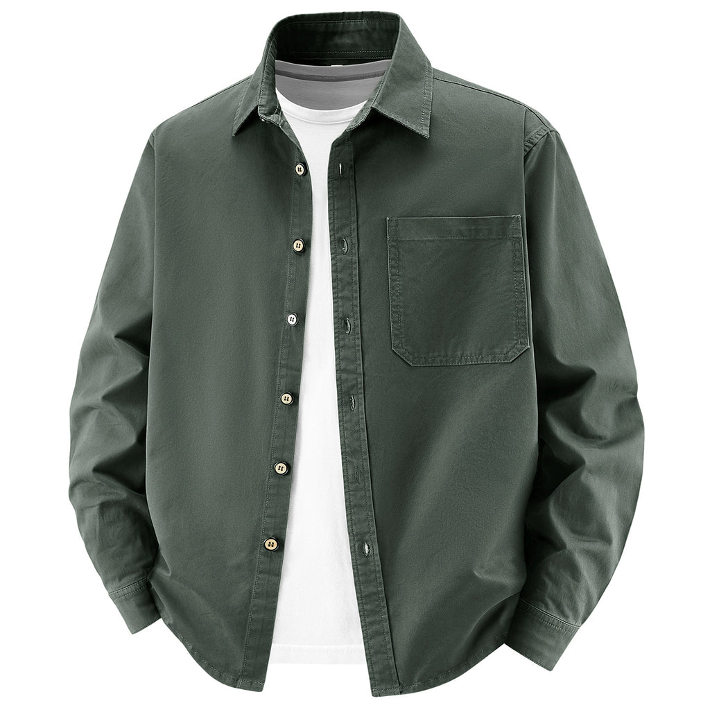 Men's loose overshirt jacket made of cotton blend with chest pocket and full button placket Fashion Glam