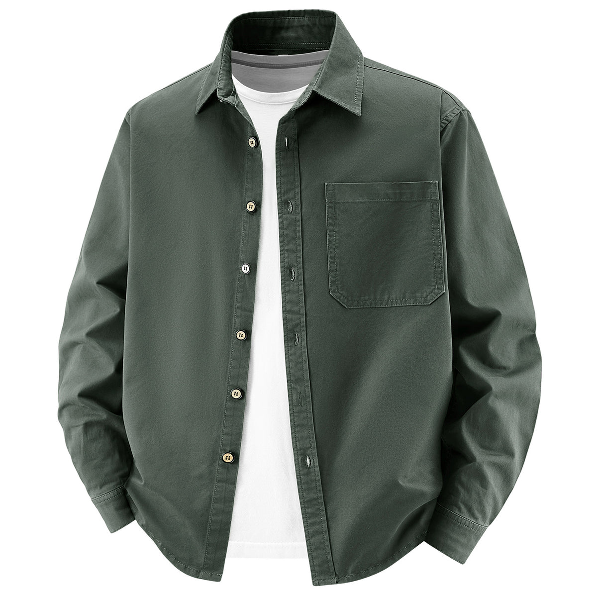 Men's loose overshirt jacket made of cotton blend with chest pocket and full button placket Fashion Glam