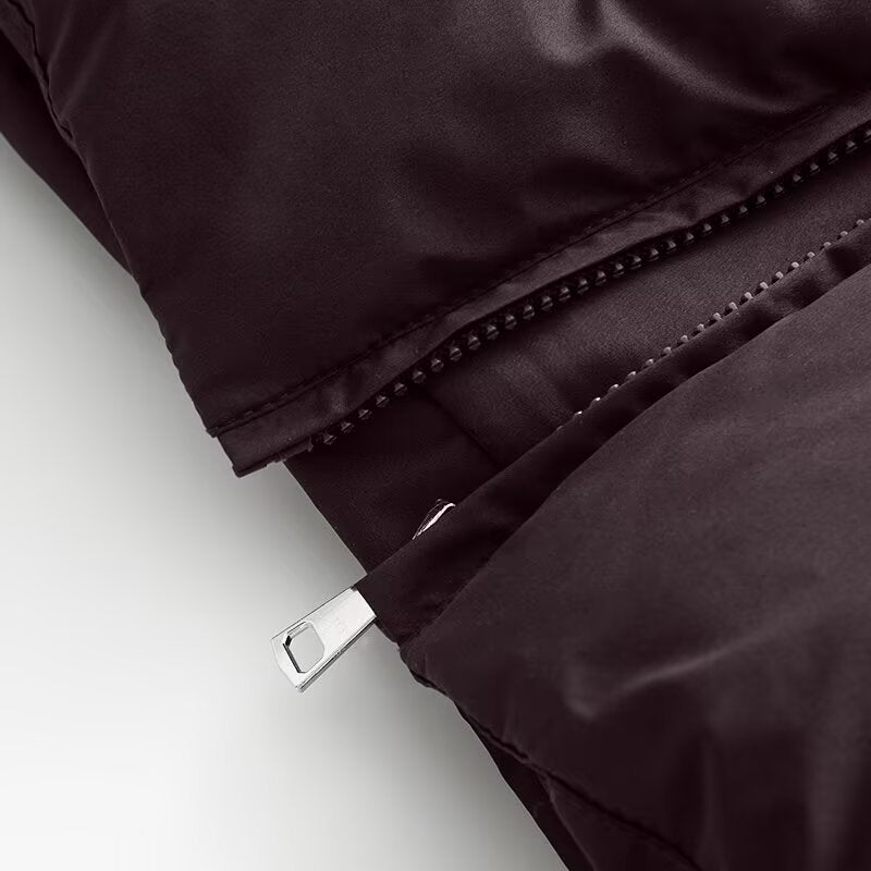 Women's Cropped Padded Jacket with High Hood, Drawstring and Ribbed Cuffs Fashion Glam