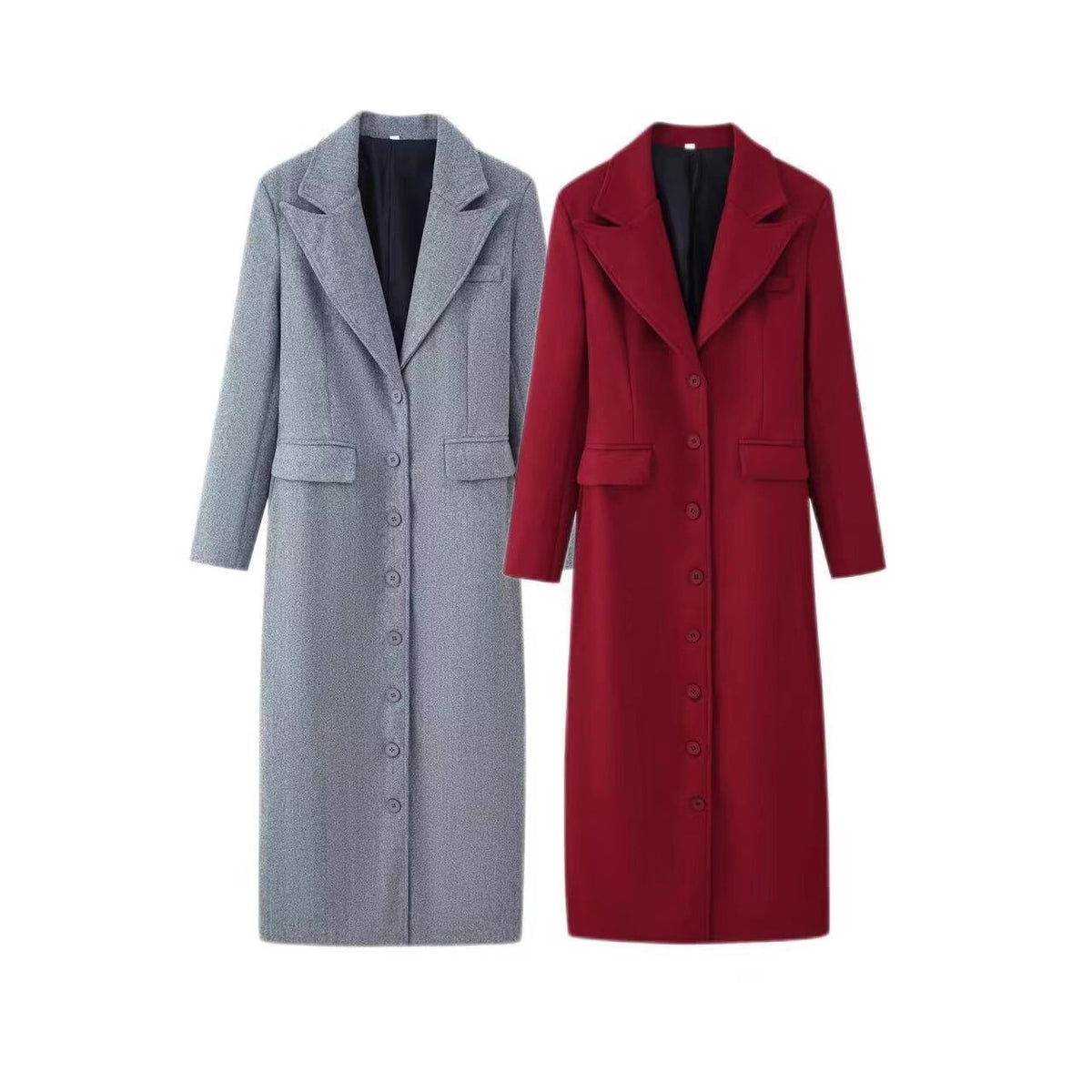 Ladies Longline Wool Blend Coat with Shawl Collar and Flap Pockets Fashion Glam