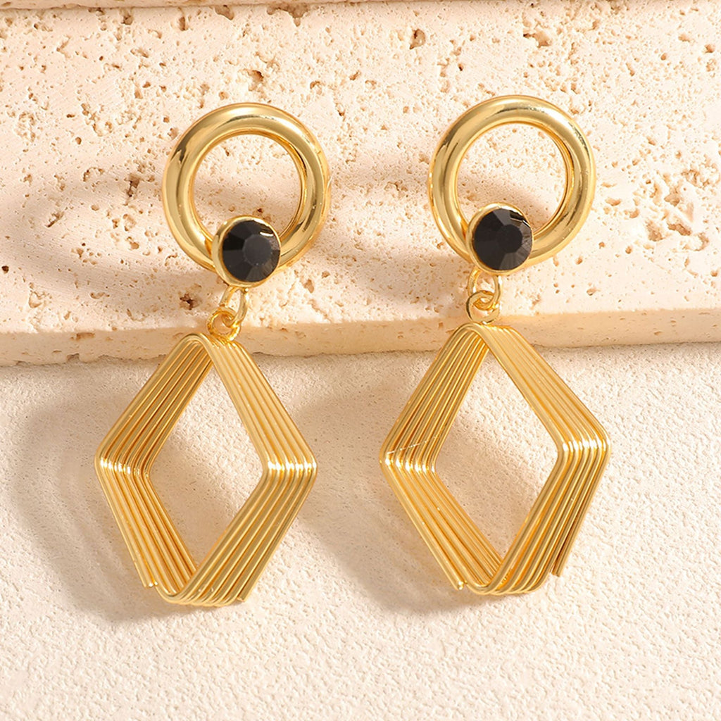 Women's Design Earrings with Geometric Wire Motif Fashion Glam