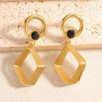 Women's Design Earrings with Geometric Wire Motif Fashion Glam