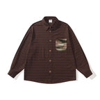 Unisex structured knit shirt jacket with boxy oversized cut and contrasting chest pocket Fashion Glam