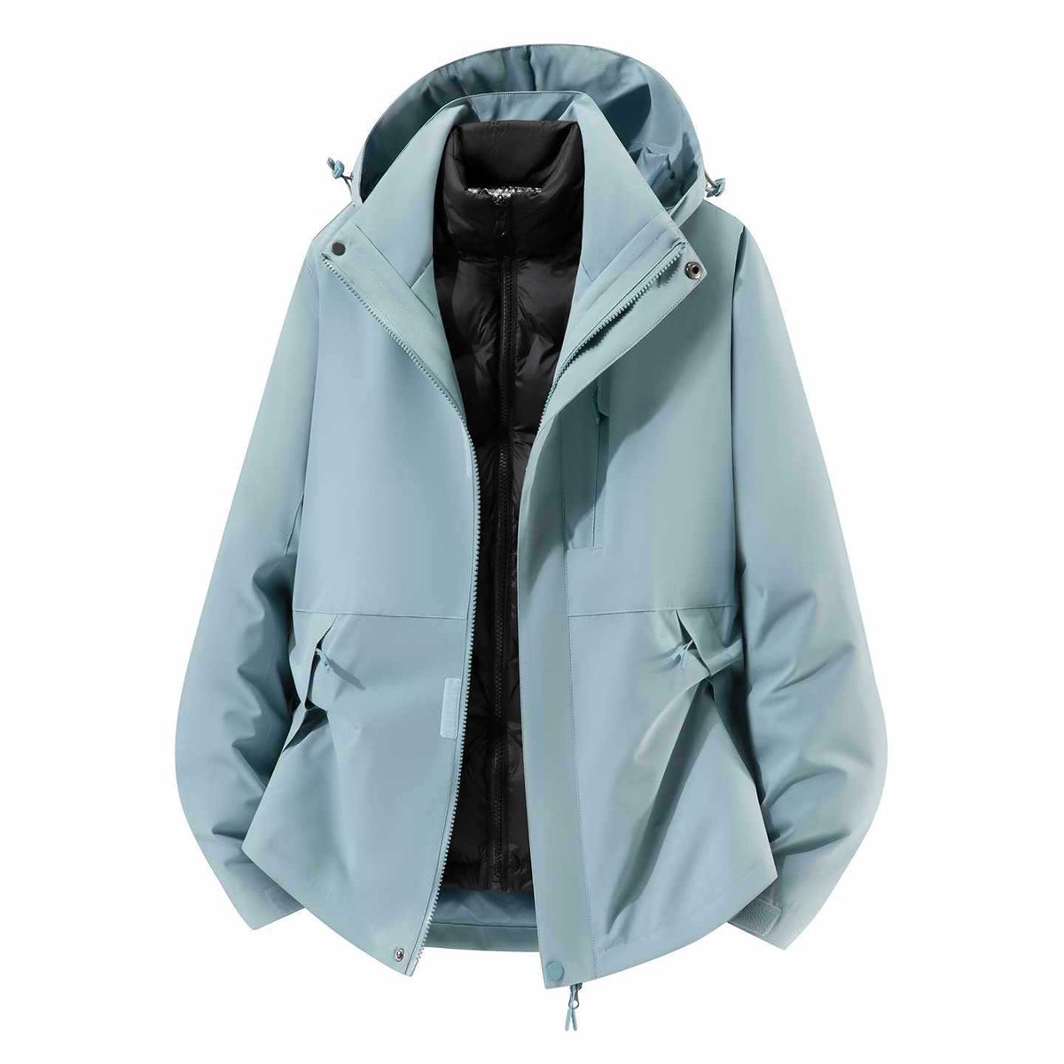 Men's Waterproof Three-Piece Winter Jacket with Removable Down Inner Jacket and Hood Fashion Glam