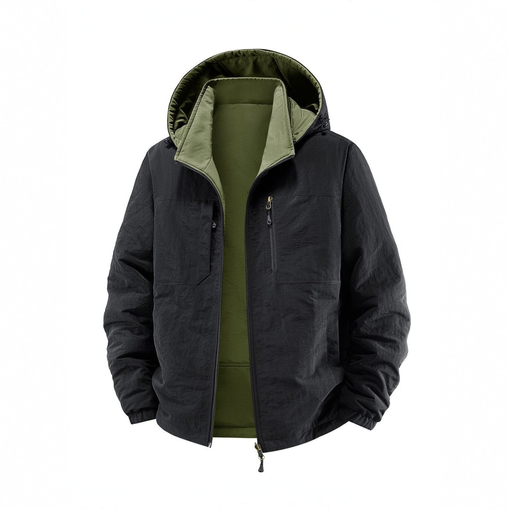 Men's thermo field jacket with fleece lining, hood and front pockets Fashion Glam