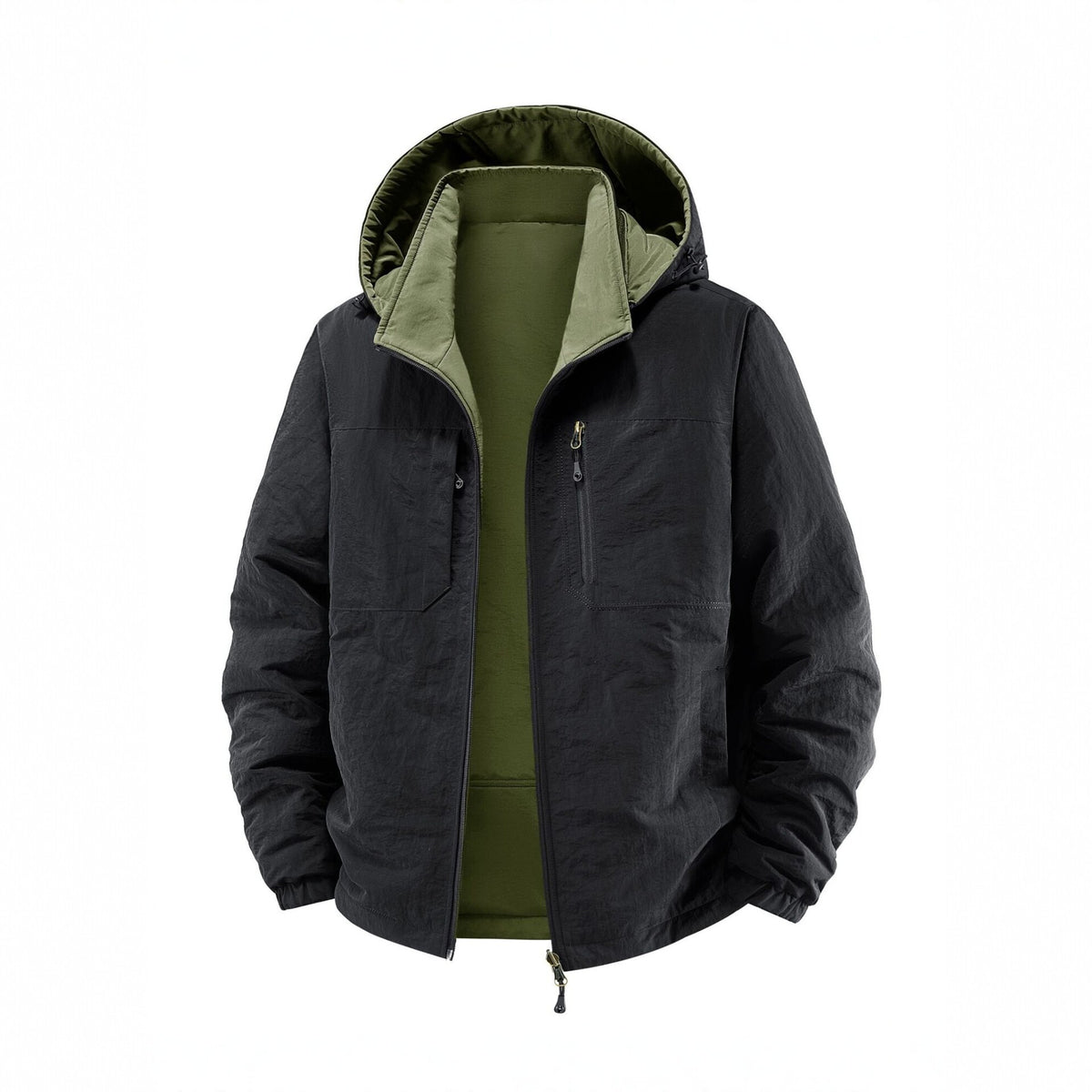 Men's thermo field jacket with fleece lining, hood and front pockets Fashion Glam