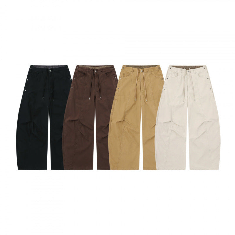 Unisex Wide Balloon Pants with Elastic Waistband, Drawstring, and Distinctive Seam Panels Fashion Glam
