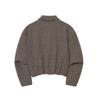 Women's short-cut houndstooth bouclé jacket with shirt collar and fitted silhouette Fashion Glam
