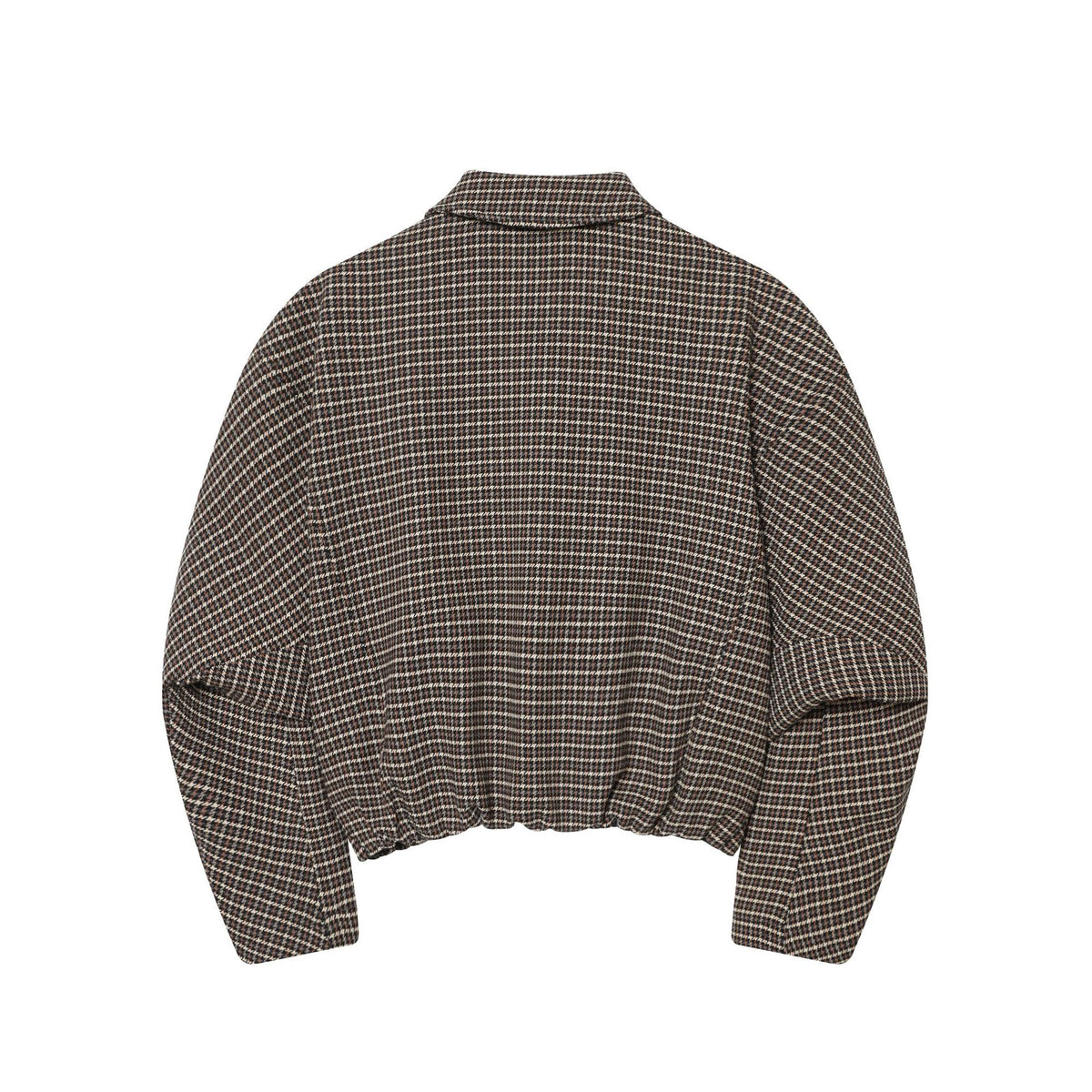 Women's short-cut houndstooth bouclé jacket with shirt collar and fitted silhouette Fashion Glam