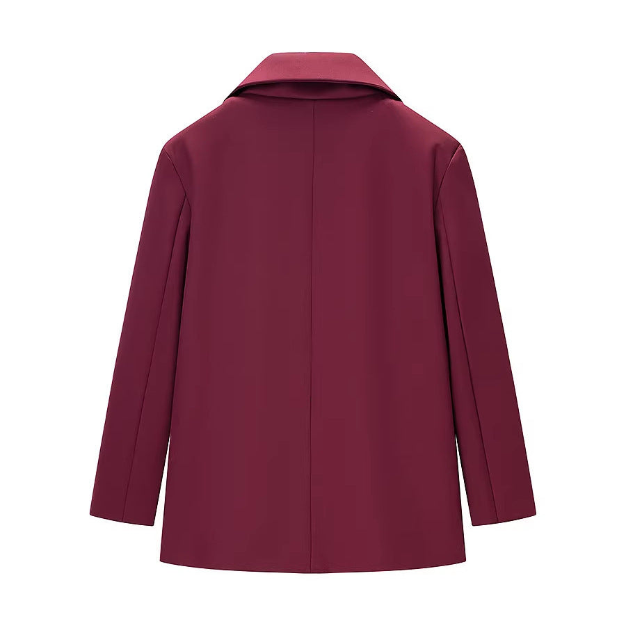Women's Casual One-Button Blazer with Lapel Collar, Flap Pockets and Satin Lining Fashion Glam