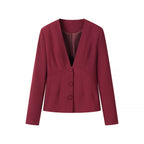 Women's tailored blazer with deep V-neck and contoured princess seam Fashion Glam