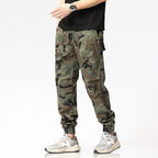 Men's cargo pants in jogger style with camouflage, elastic cuffs, and multifunctional pockets Fashion Glam