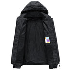 Men's technical waterproof hooded jacket with graphic camouflage print, zippered pockets, and adjustable hem Fashion Glam