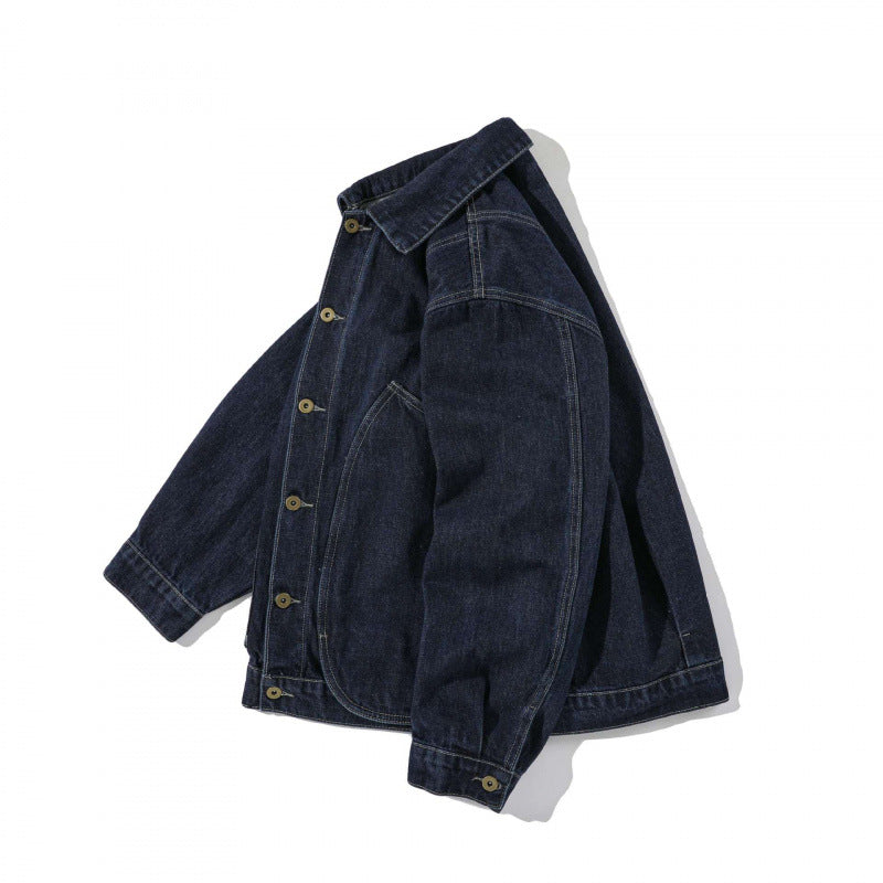 Unisex Boxy Denim Worker Jacket with Oversized Patch Round Pockets Fashion Glam