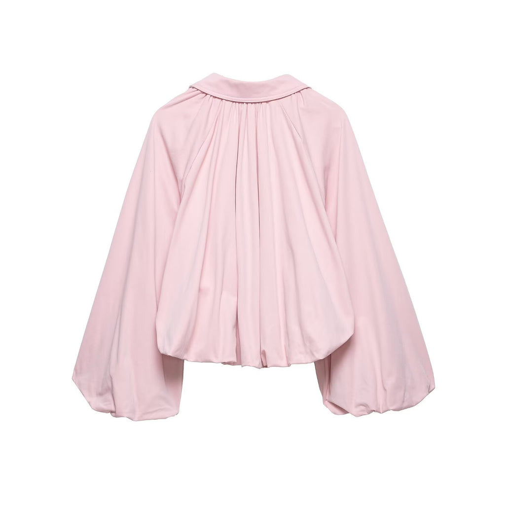 Women's Short Oversized Bomber Jacket with Voluminous Sleeves and Elastic Fashion Glam