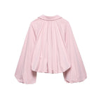 Women's Short Oversized Bomber Jacket with Voluminous Sleeves and Elastic Fashion Glam