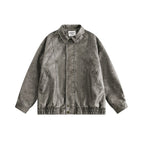 Unisex Boxy Overshirt Jacket in Vintage Suede Look with Elastic Hem and Concealed Snap Placket Fashion Glam