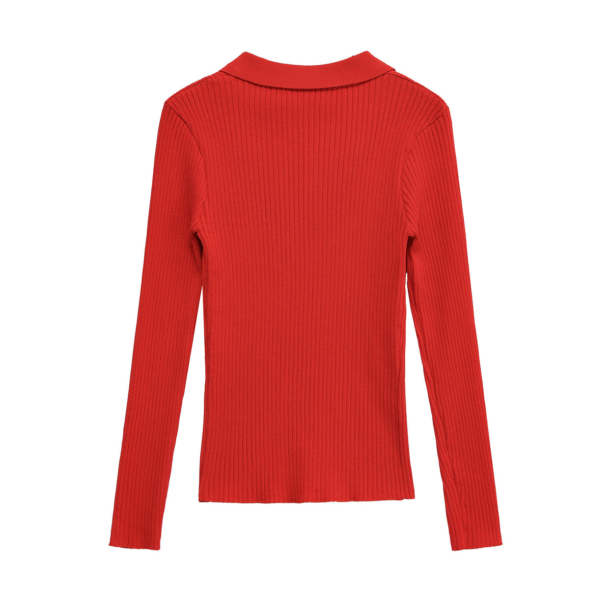 Women Ribbed Fine Knit Polo with Deep V-Neck and Chest Pockets Fashion Glam