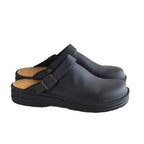 Men's Leather Mule Clog with adjustable buckle strap and padded comfort footbed Fashion Glam