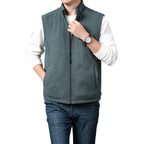 Men's Lightweight Thermo-Fleece Vest with Stand-Up Collar, Front Zipper and Side Pockets Fashion Glam