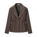 Women Tailored Structured Single-Button Blazer with Gathered Waist and Light Padding Fashion Glam