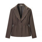 Women Tailored Structured Single-Button Blazer with Gathered Waist and Light Padding Fashion Glam