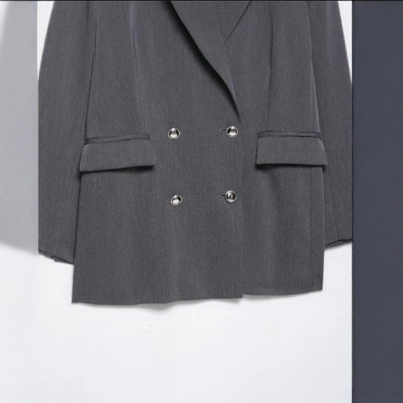 Women's oversized structured double-breasted blazer with wide lapels and patch pockets Fashion Glam