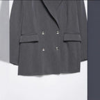 Women's oversized structured double-breasted blazer with wide lapels and patch pockets Fashion Glam