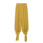 Women’s harem pants with high waistband, pleated folds and knotted cuffs Fashion Glam