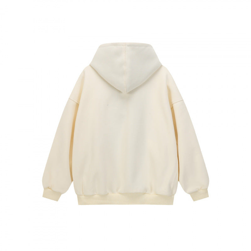 Unisex Oversize Hooded Sweat Jacket with Checked Lining, Full Zip and Ribbed Hem Fashion Glam