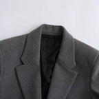 Women Long Wool Blend Double-Breasted Coat with Notched Collar and Flap Pockets Fashion Glam
