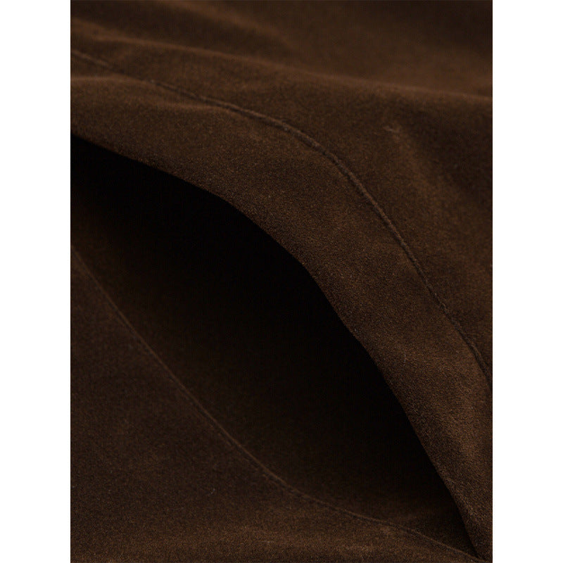 Men's short jacket made of suede look with decorative shoulder buckles and concealed zipper Fashion Glam