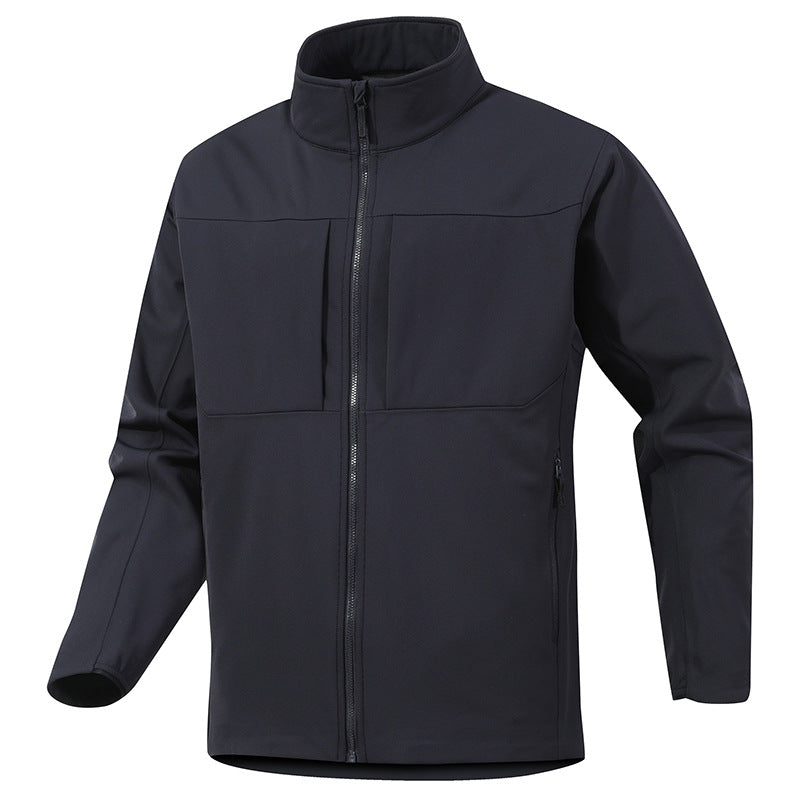 Men's Technical Softshell Jacket with Stand-Up Collar and Concealed Zip Pockets Fashion Glam