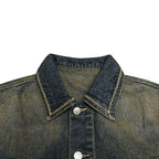Unisex Oversized Jeans Jacket with Vintage-Washed Effect and Chest Pockets Fashion Glam