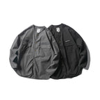 Unisex Collarless Overshirt Jacket with Snap Button Placket and Patch Chest Pockets Fashion Glam