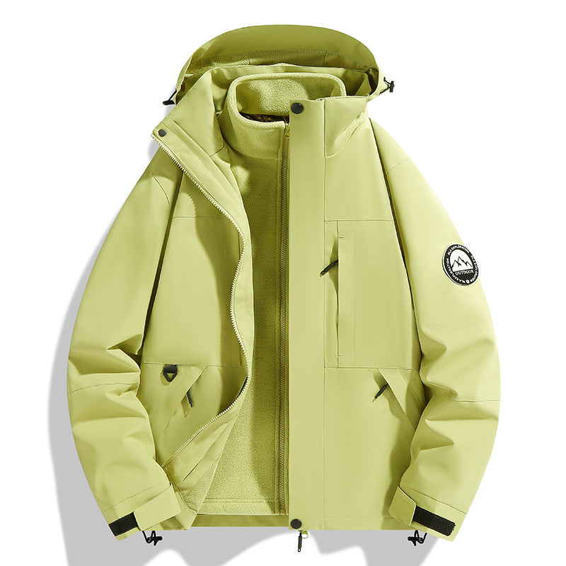Women's two-layer softshell outdoor jacket with removable fleece inner jacket and hood Fashion Glam
