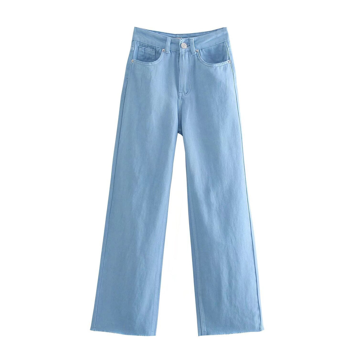 Women's high-waisted wide-cut jeans with wide leg, high waist and raw hem Fashion Glam