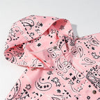 Women's Printed Lightweight Hooded Windbreaker in Bandana/Paisley Pattern Fashion Glam