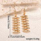 Ladies Hanging Earrings in Modern Spiral Design Fashion Glam
