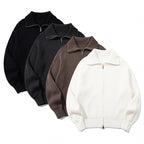 Unisex Ribbed Zip Cardigan with Stand-Up Collar, Raglan Sleeves and Two-Way Zipper Fashion Glam