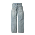 Men's Casual Straight Jeans with High Waist, Straight Leg and Stonewashed Finish Fashion Glam
